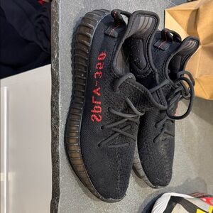 Adidas Black and Red Yeezy Sneakers